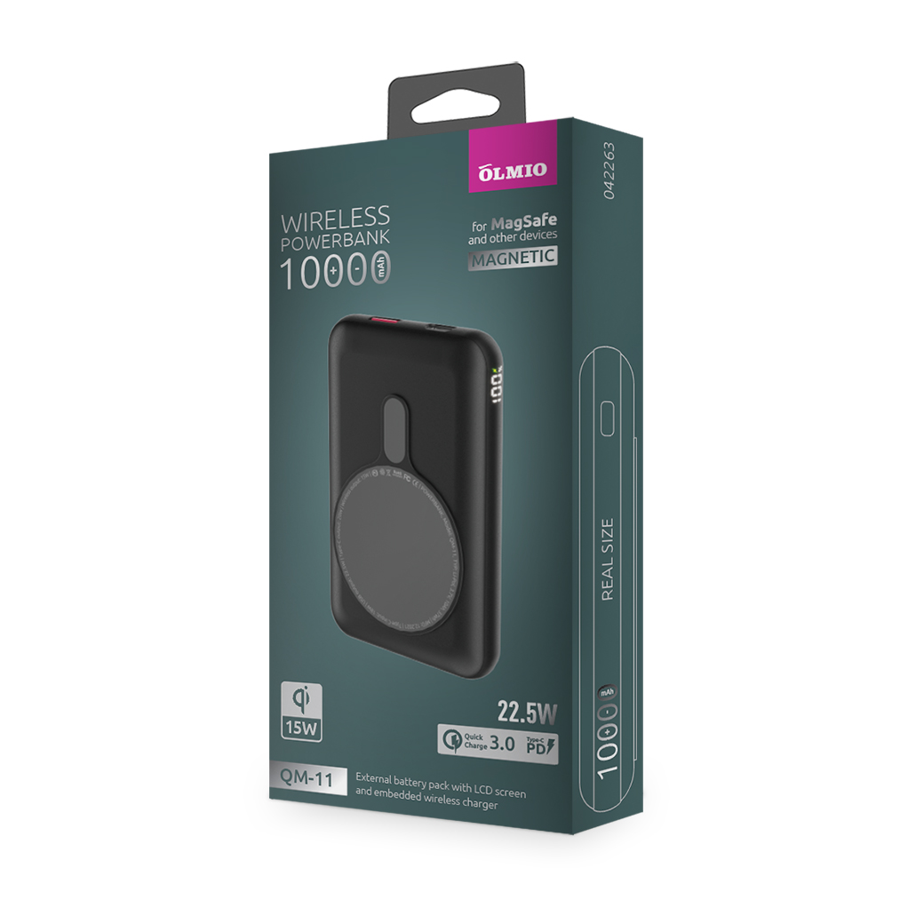 

Внешний аккумулятор Olmio QM-11 10000mAh, 22.5W зеленый