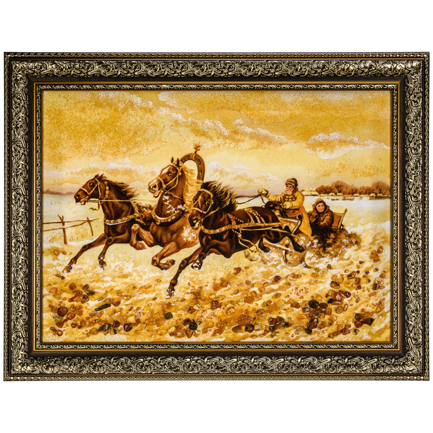 

Картина янтарная "Зимняя тройка" 60 x 80 см