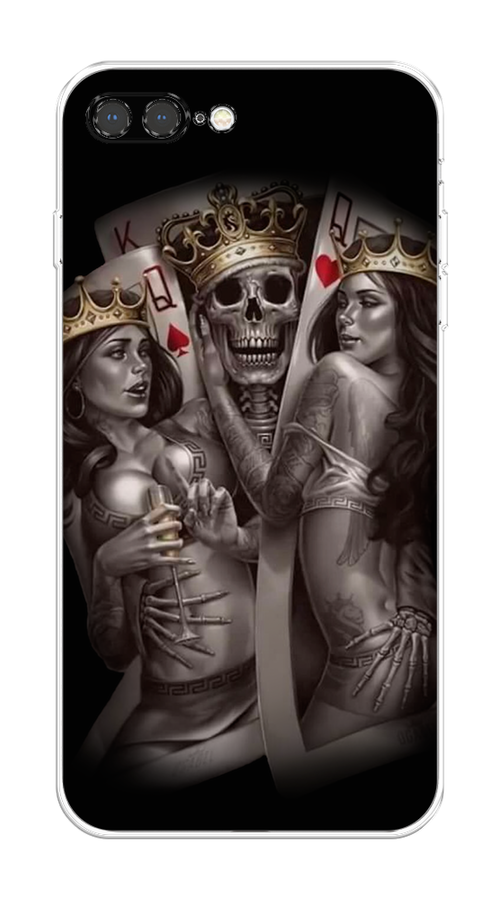 

Чехол на Apple iPhone 7 Plus "Карты король и королевы", Серый;желтый, 10750-1