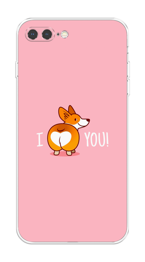 

Чехол на Apple iPhone 7 Plus "Корги I love you", Розовый;коричневый;белый, 10750-1