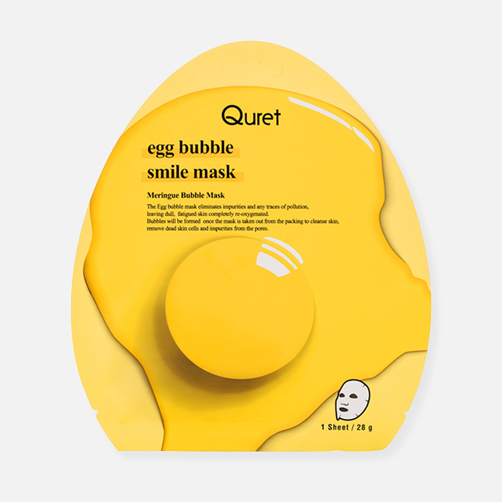 Маска для лица Quret Egg Bubble Smile с мембраной яичной скорлупы 28 г 272₽