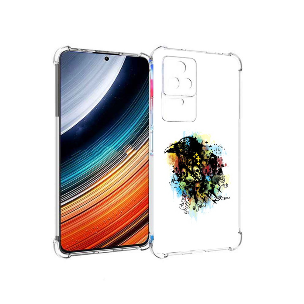 

Чехол MyPads ворон и черепа для Xiaomi Redmi K40S/Poco F4, Прозрачный, Tocco