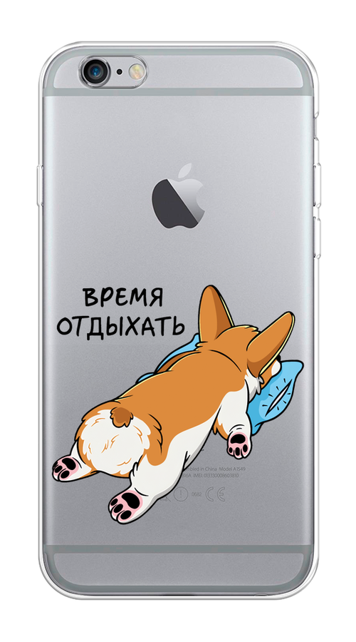 

Чехол на Apple iPhone 6/6S "Корги отдыхает", Черный;коричневый;голубой, 10450-1