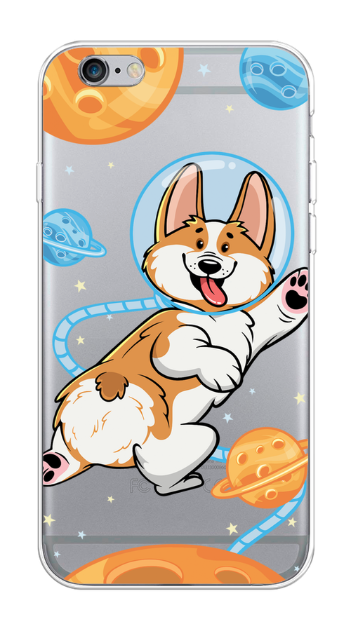 

Чехол на Apple iPhone 6/6S "Корги-космонавт", Голубой;бежевый;белый, 10450-1