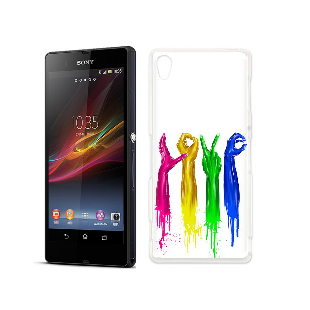 

Чехол MyPads Tocco для Sony Xperia Z яркие руки love, Прозрачный, Tocco