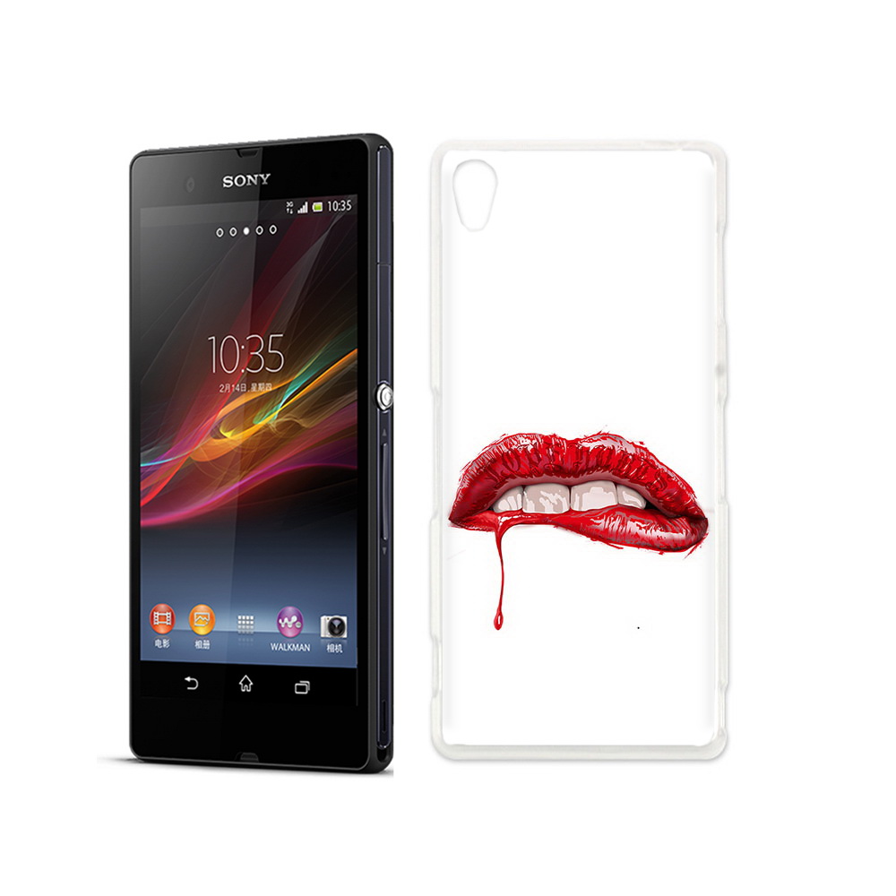 

Чехол MyPads Tocco для Sony Xperia Z яркие красные губы, Прозрачный, Tocco