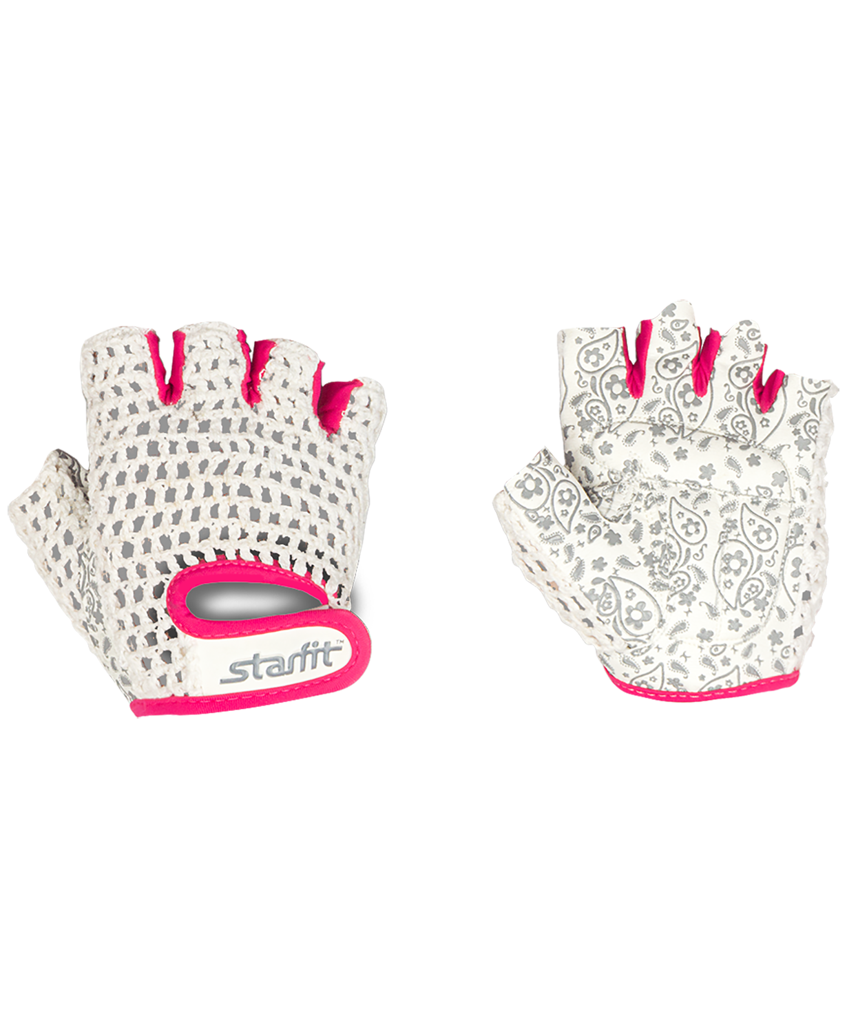 фото Перчатки для фитнеса starfit su-110, белый/розовый, m