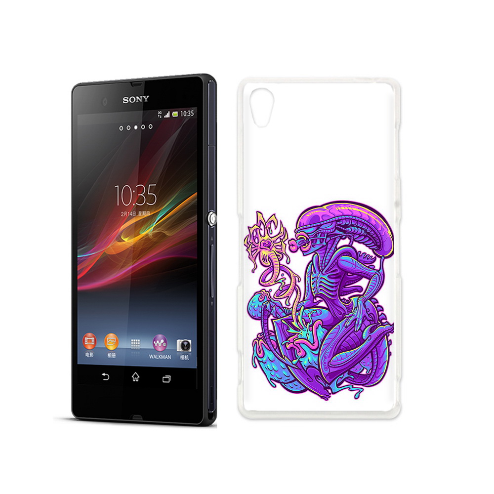 

Чехол MyPads Tocco для Sony Xperia Z чужой фиолетовый цвет, Прозрачный, Tocco