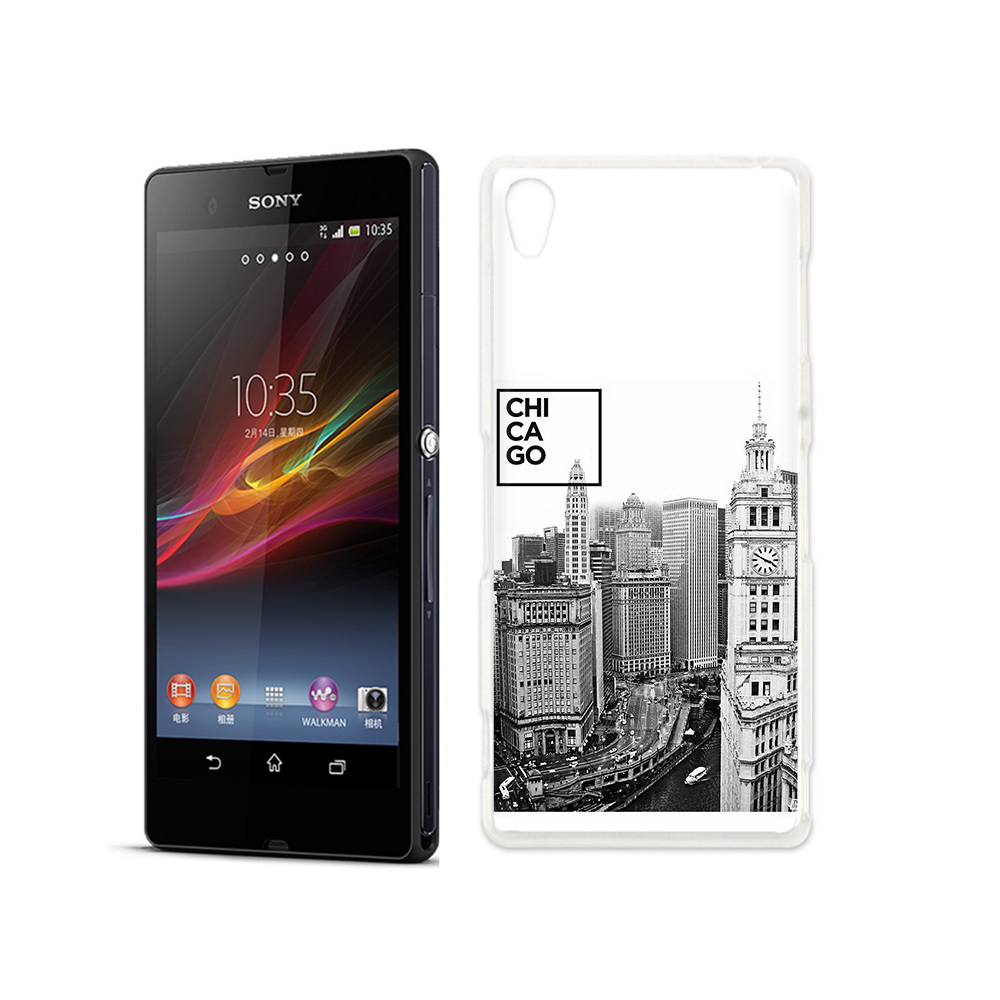 

Чехол MyPads Tocco для Sony Xperia Z черно белый чикаго, Прозрачный, Tocco