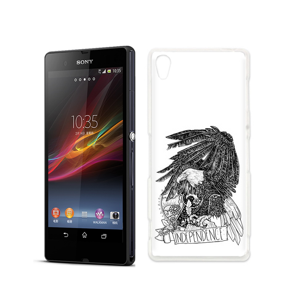 

Чехол MyPads Tocco для Sony Xperia Z черно белый сокол, Прозрачный, Tocco
