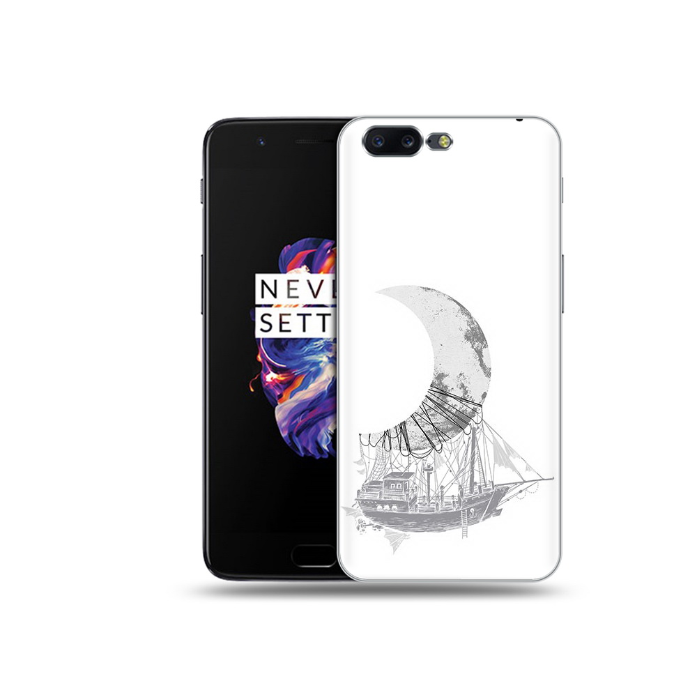 

Чехол MyPads Tocco для OnePlus 5 черно белый корабль полумесяц, Прозрачный, Tocco