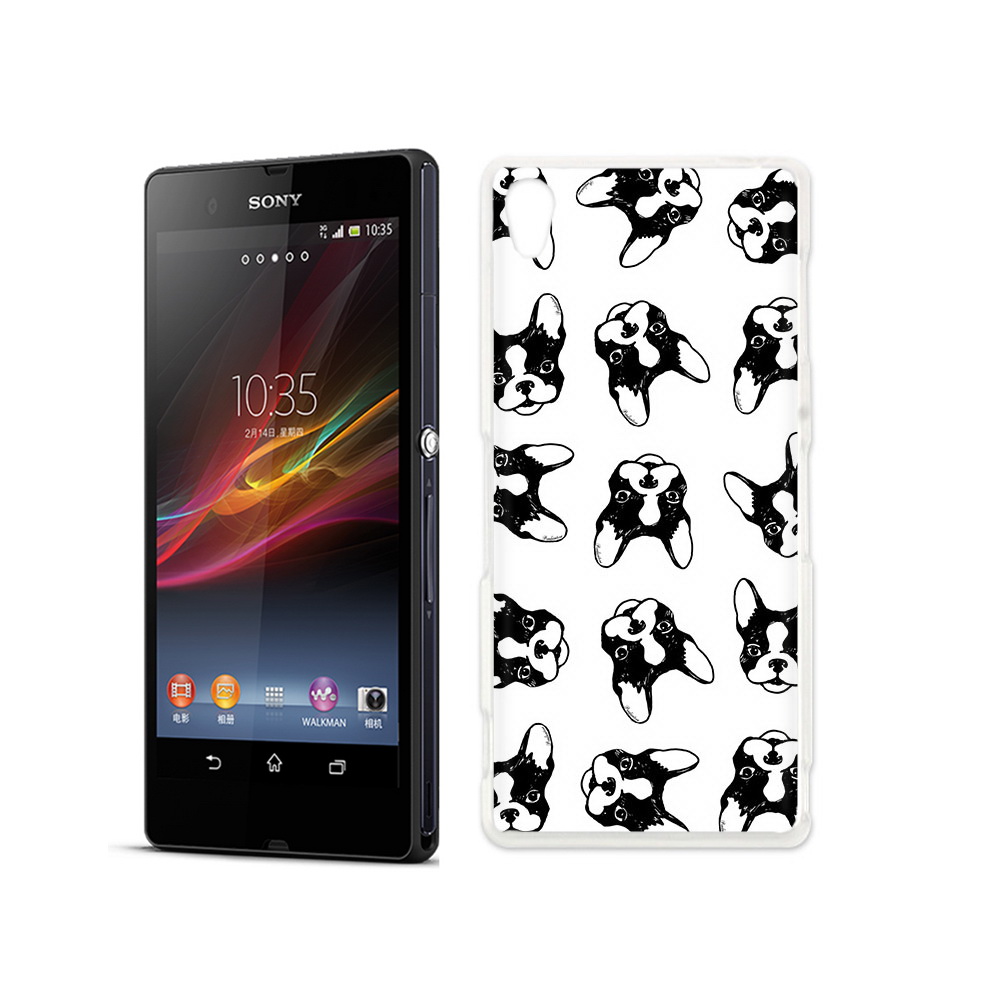 

Чехол MyPads Tocco для Sony Xperia Z черно белые собачки, Прозрачный, Tocco