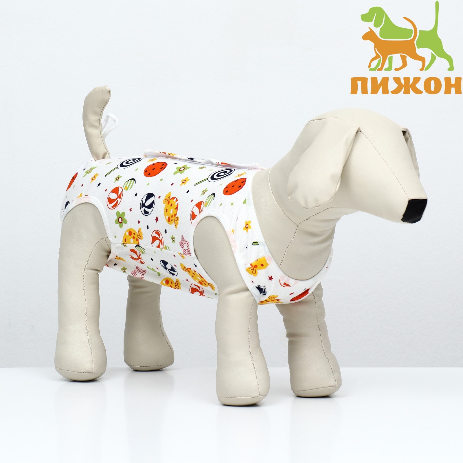 Попона послеоперационная для собак Пижон, унисекс, разноцветный, хлопок, длина спины 36 см
