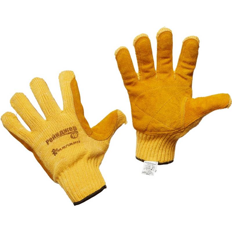 Перчатки защитные трикотажные Ампаро Рейнджер со спилк. Накладкой утепленные полушерстяные перчатки ампаро