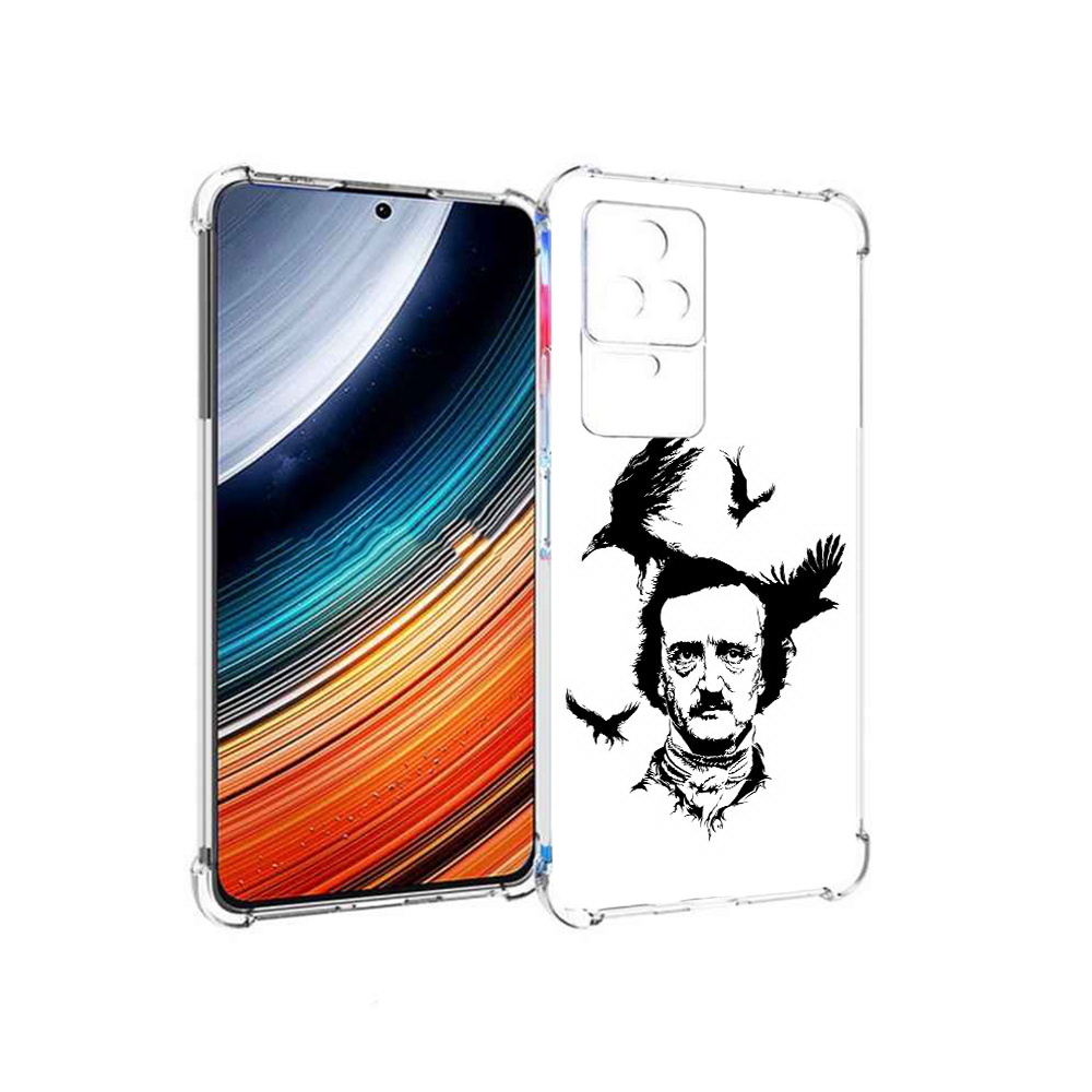 Чехол MyPads Эдгар Аллан черно белый для Xiaomi Redmi K40S/Poco F4