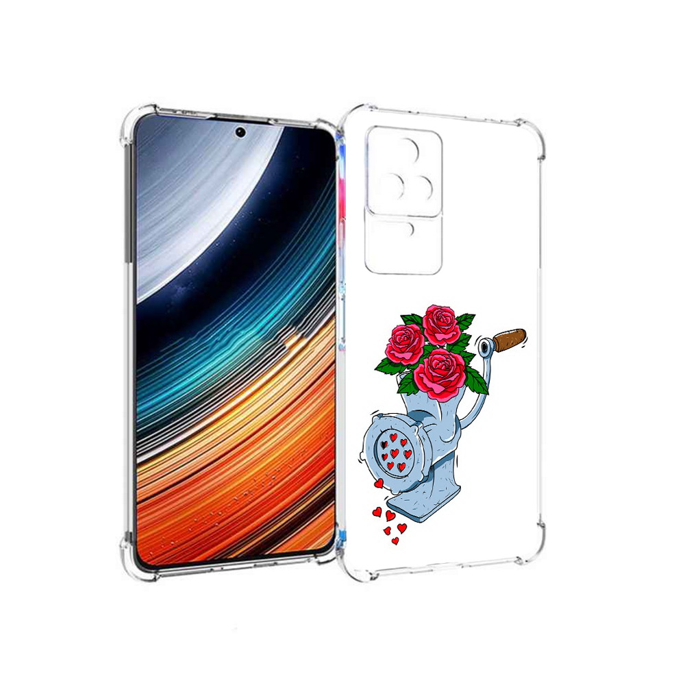 

Чехол MyPads Цветочные сердца для Xiaomi Redmi K40S/Poco F4, Прозрачный, Tocco
