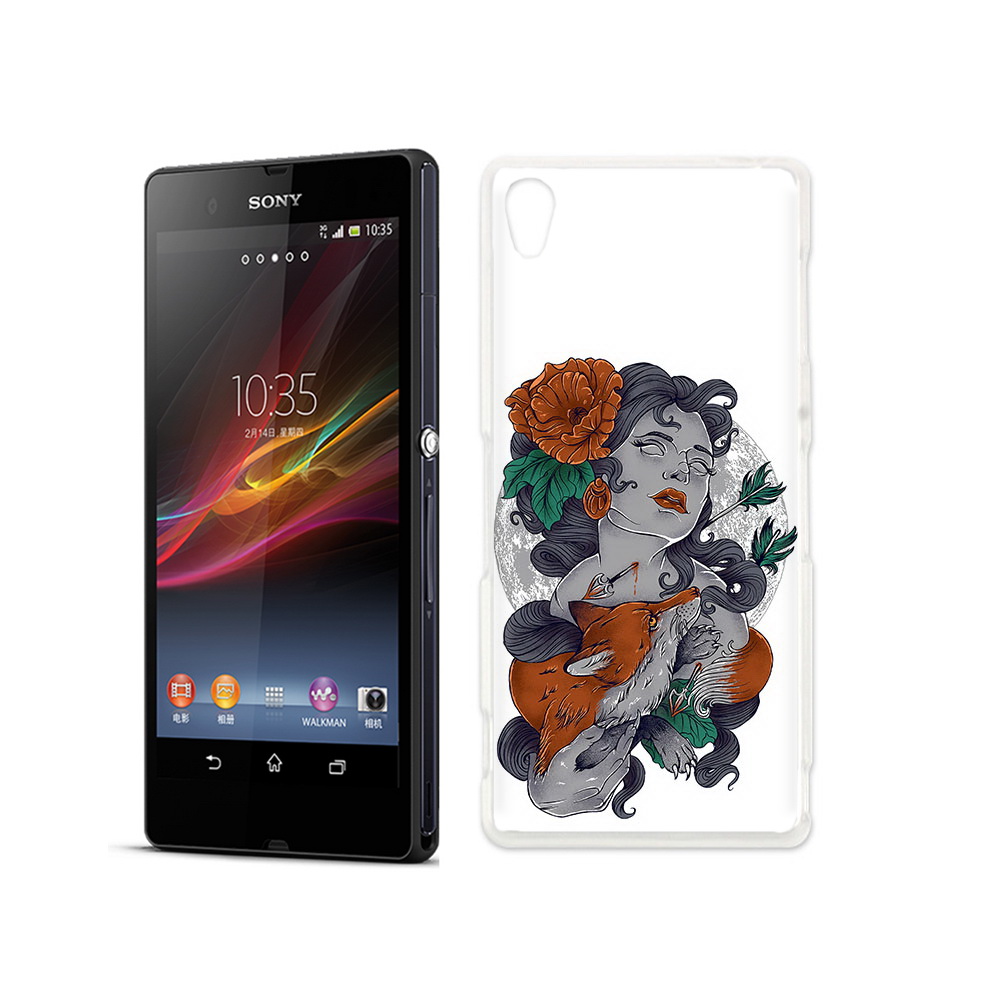 

Чехол MyPads Tocco для Sony Xperia Z темная девушка с лисой, Прозрачный, Tocco