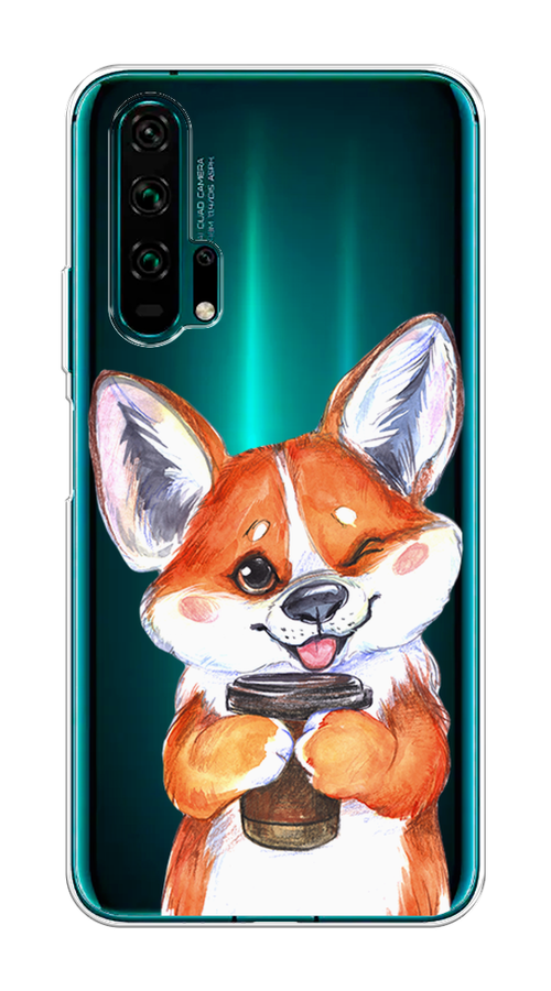 

Чехол на Honor 20 Pro "Корги с кофе", Оранжевый;белый, 69350-4