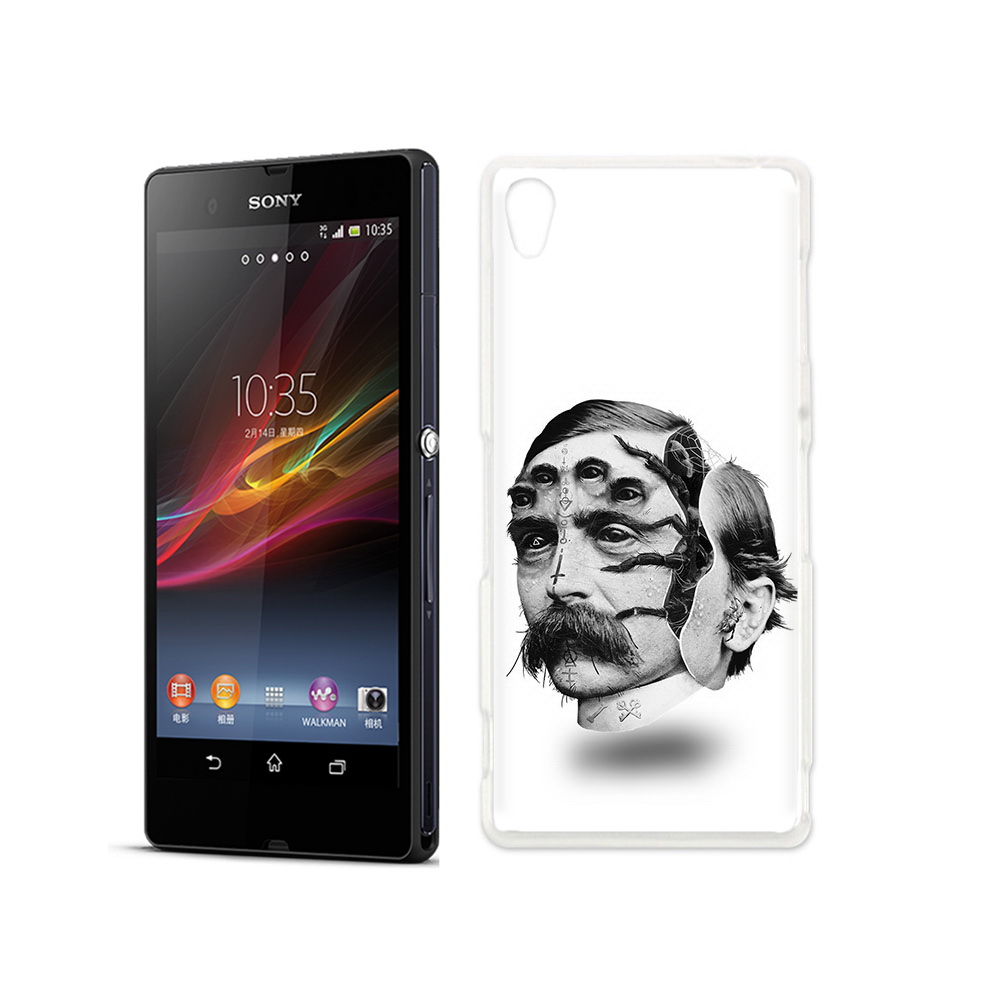 

Чехол MyPads Tocco для Sony Xperia Z страшное лицо мужчины, Прозрачный, Tocco