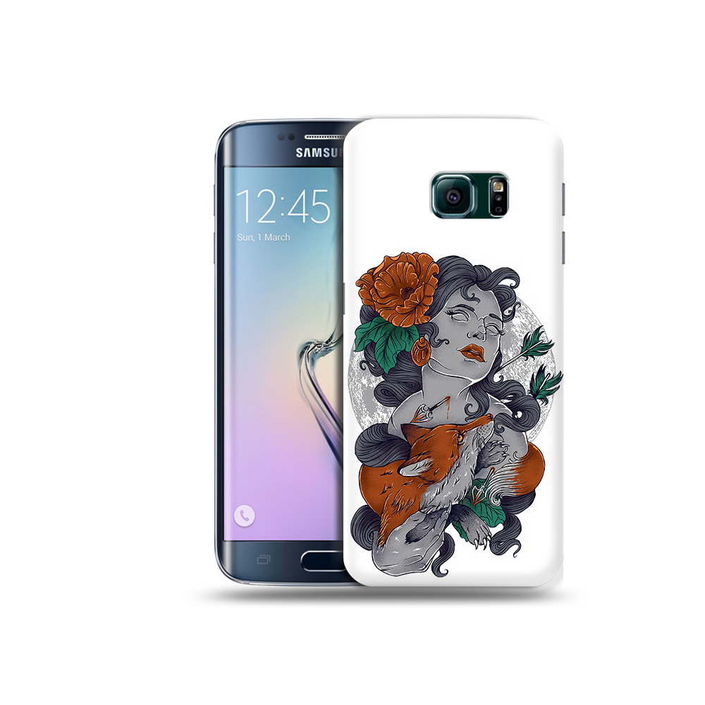 

Чехол MyPads Tocco для Samsung Galaxy S6 Edge темная девушка с лисой, Прозрачный, Tocco