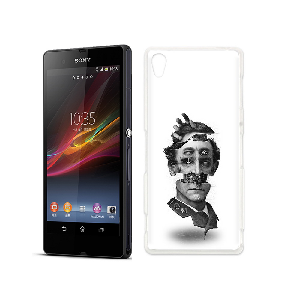 

Чехол MyPads Tocco для Sony Xperia Z страшное лицо абстракция, Прозрачный, Tocco