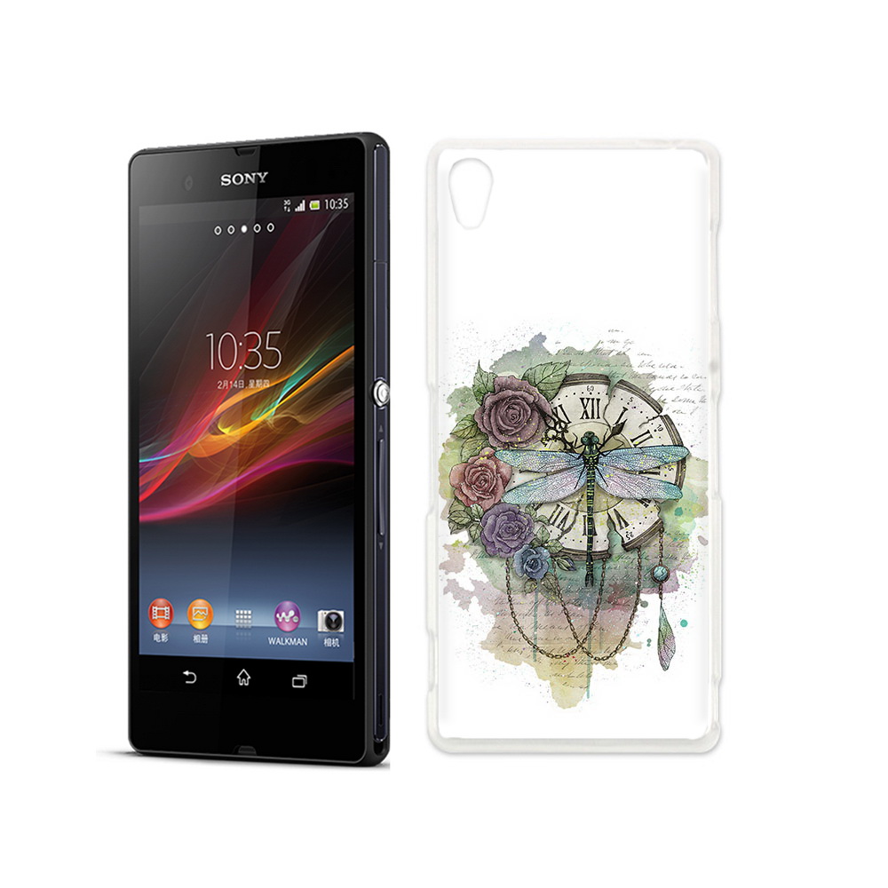 Чехол MyPads Tocco для Sony Xperia Z старинные часы в цветах