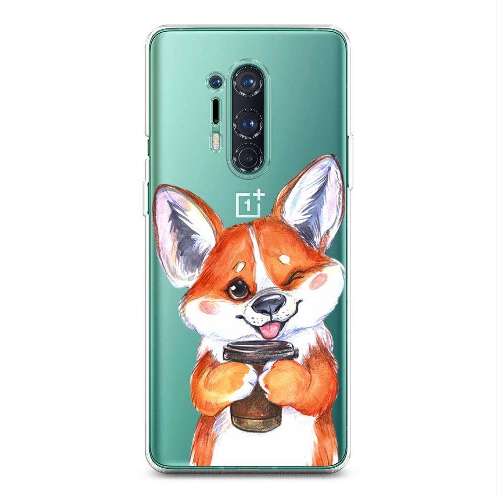 

Чехол на OnePlus 8 Pro "Корги с кофе", Оранжевый;белый, 151050-4