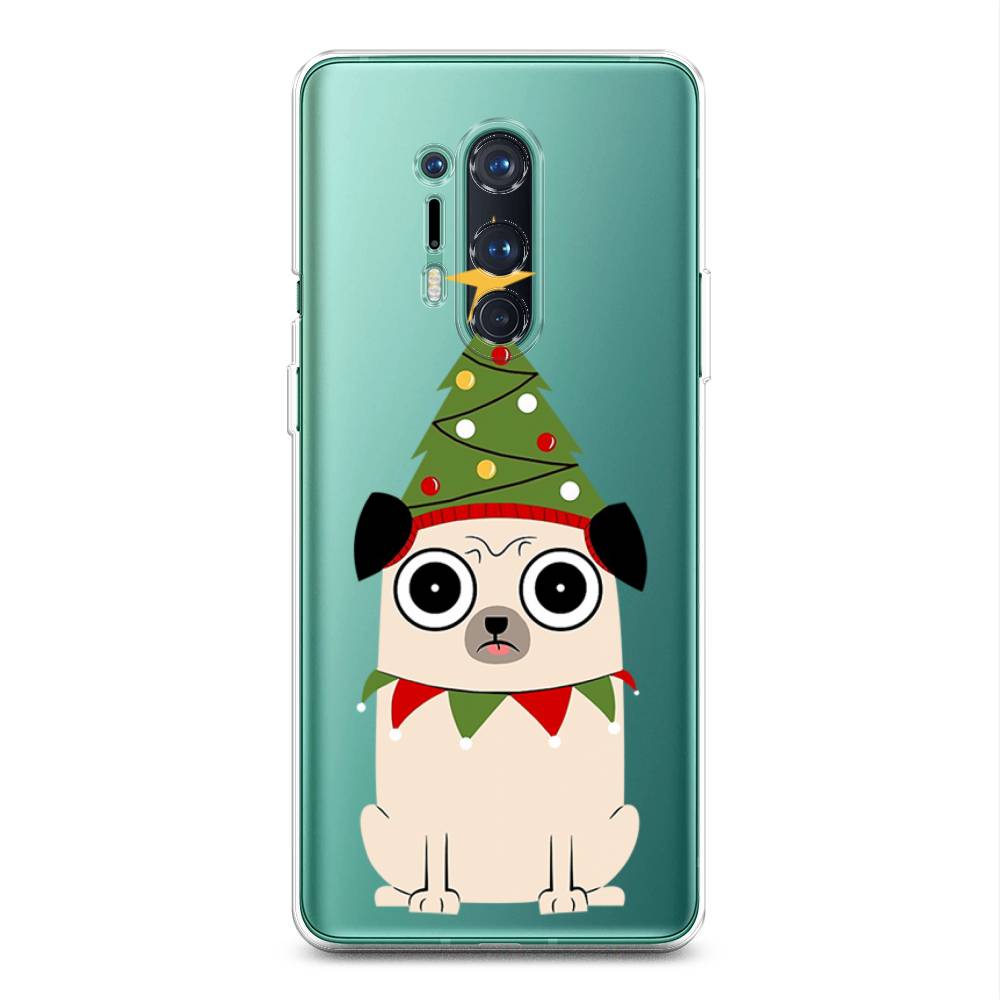 

Чехол на OnePlus 8 Pro "Собачка с ёлочкой", Бежевый;красный;зеленый, 151050-1