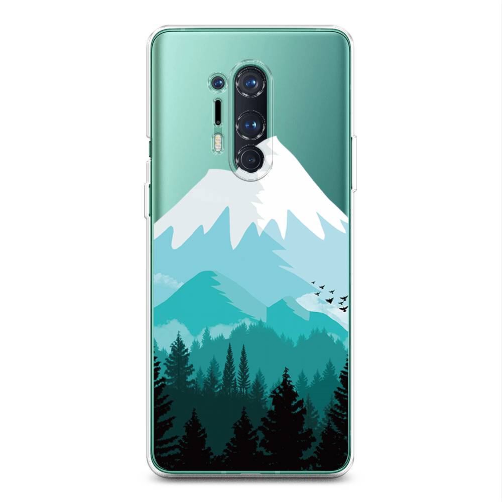 

Чехол на OnePlus 8 Pro "Синяя снежная гора", Белый;голубой, 151050-2