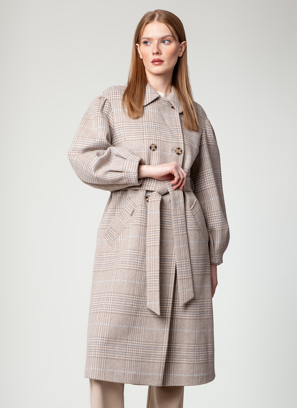 Пальто женское idekka 63693 бежевое 48 RU