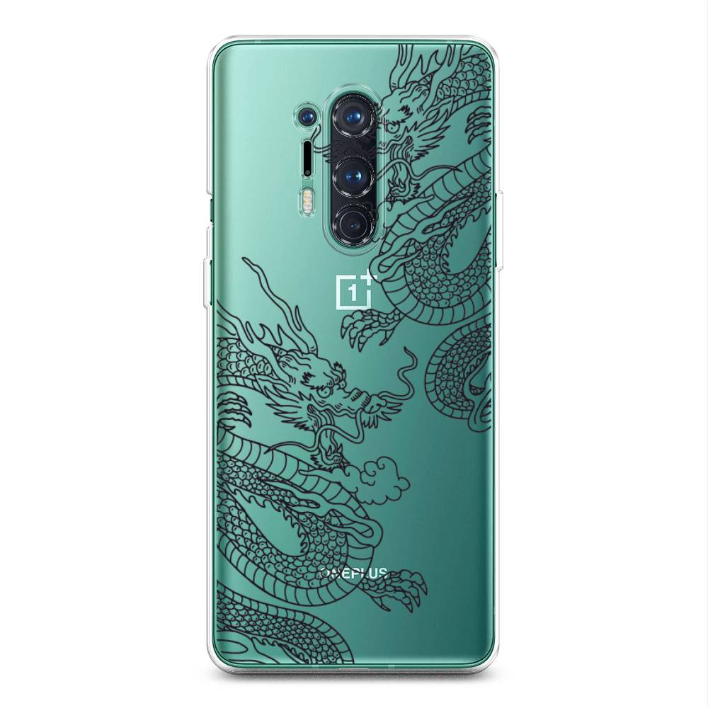 

Чехол на OnePlus 8 Pro "Два китайских дракона", Серый;черный, 151050-1