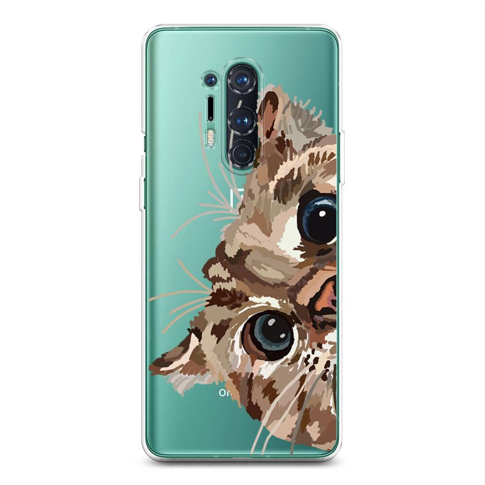 

Чехол на OnePlus 8 Pro "Любопытный кот", Коричневый;синий;черный, 151050-1