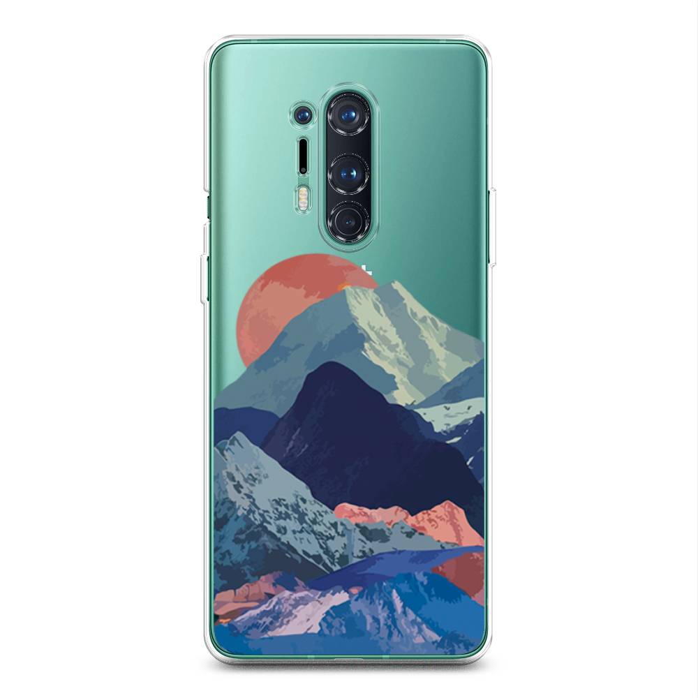 

Чехол на OnePlus 8 Pro "Закат в снежных горах", Красный;серый;голубой, 151050-2