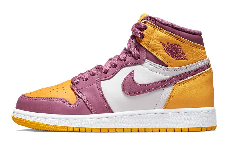 

Кеды Jordan Air Jordan 1 Retro High OG University Gold and Light Bordeaux GS 38.5 EU, Разноцветный, Air Jordan 1 Retro High OG University Gold and Light Bordeaux GS