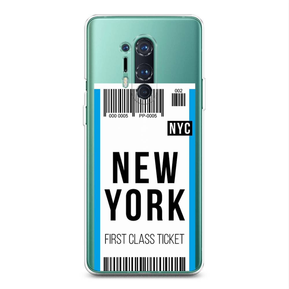 

Чехол на OnePlus 8 Pro "Билет в Нью-Йорк", Белый;голубой, 151050-6
