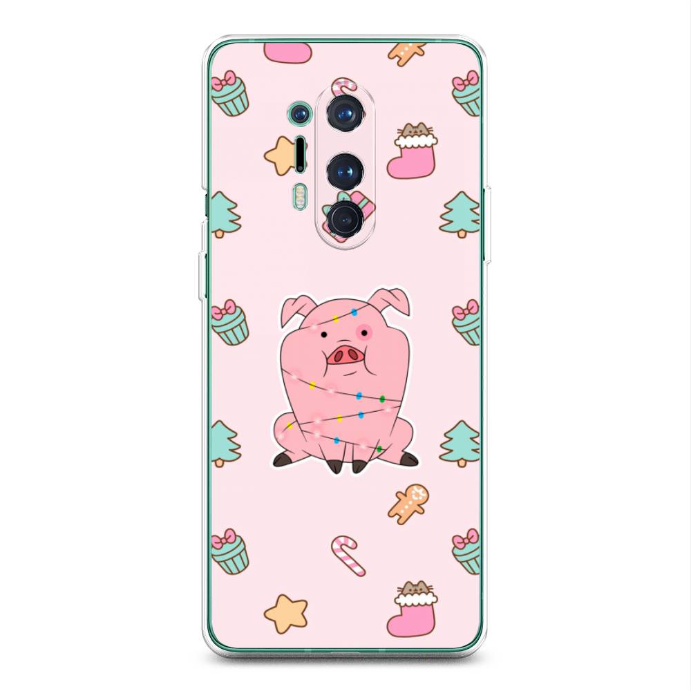 

Чехол на OnePlus 8 Pro "Розовая свинка", Розовый;зеленый, 151050-5