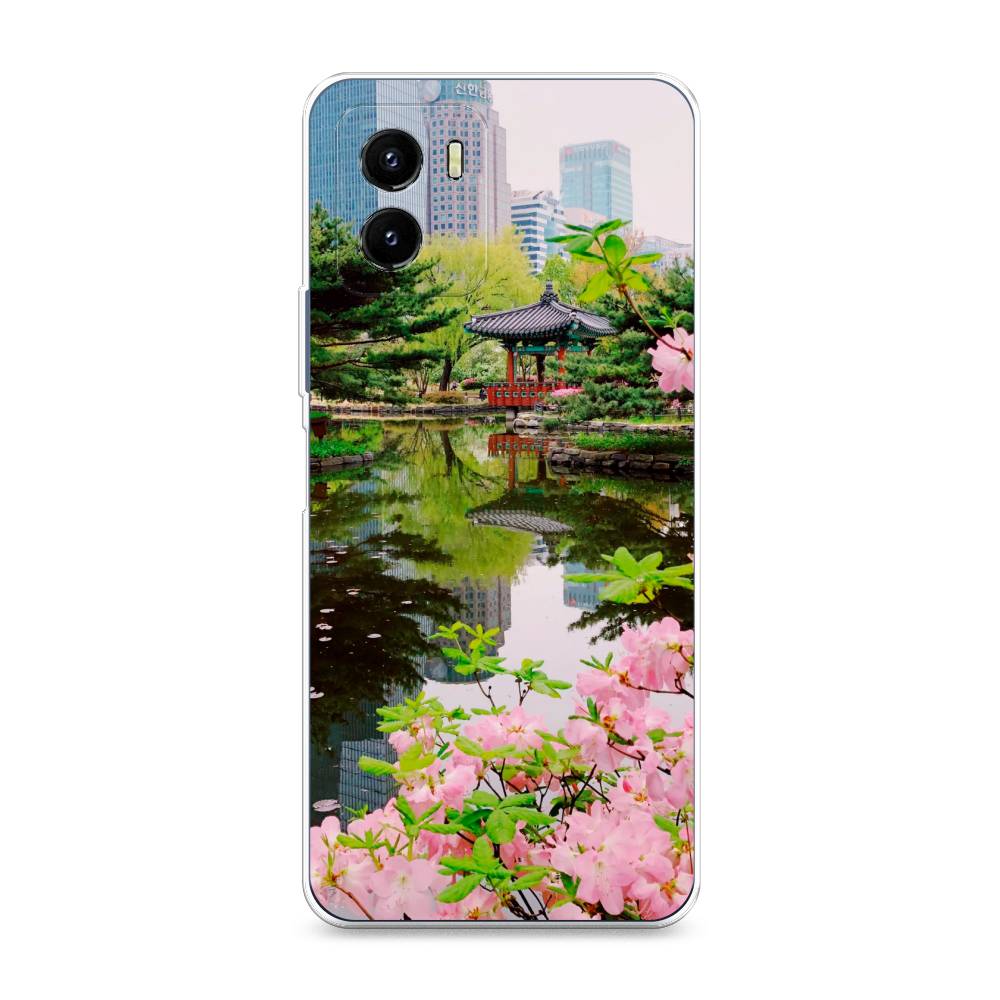 

Чехол на Vivo Y10 "Сакура возле озера", Зеленый;розовый;голубой, 266450-2