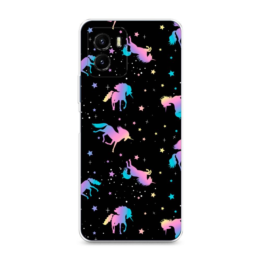 

Чехол на Vivo Y10 "Единороги градиент", Черный;розовый;голубой, 266450-1