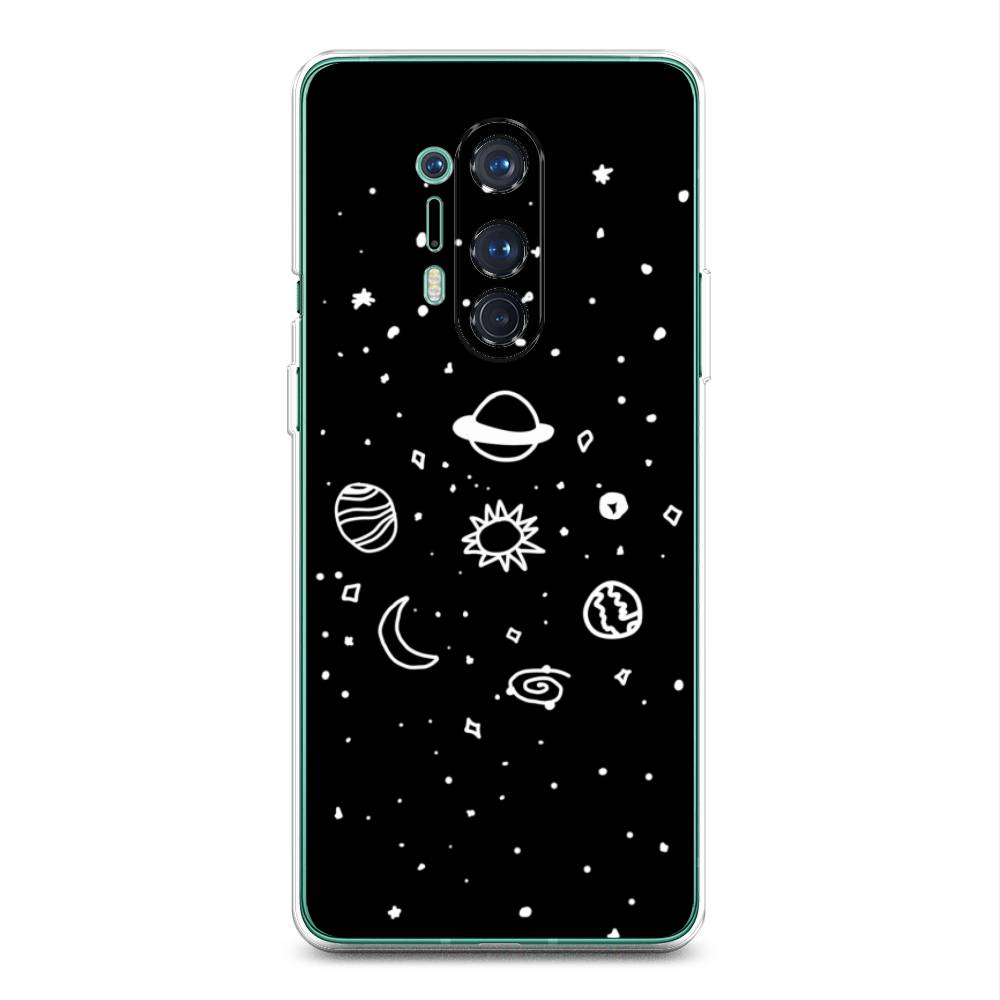 

Чехол на OnePlus 8 Pro "Дудл солнечной системы", Бежевый;серый, 151050-2