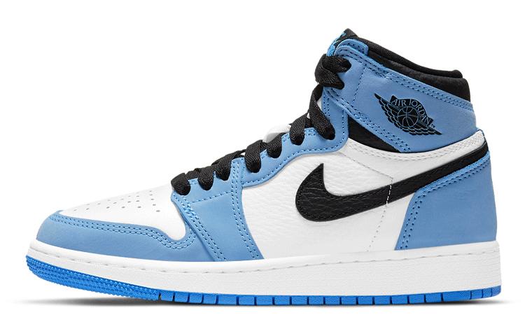 

Кеды унисекс Jordan Air Jordan 1 Retro High OG University Blue GS голубые 38.5 EU, Голубой, Air Jordan 1 Retro High OG University Blue GS