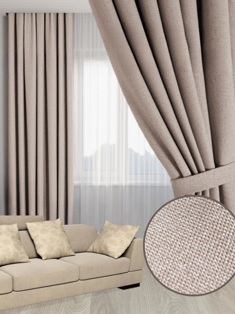 

Комплект штор MiaZZo РОГОЖКА БЛЭКАУТ 200*270 см интерьерные классичекие 2 шт с подхватами, Шторы Рогожка Блэкаут 200*270 2 шт