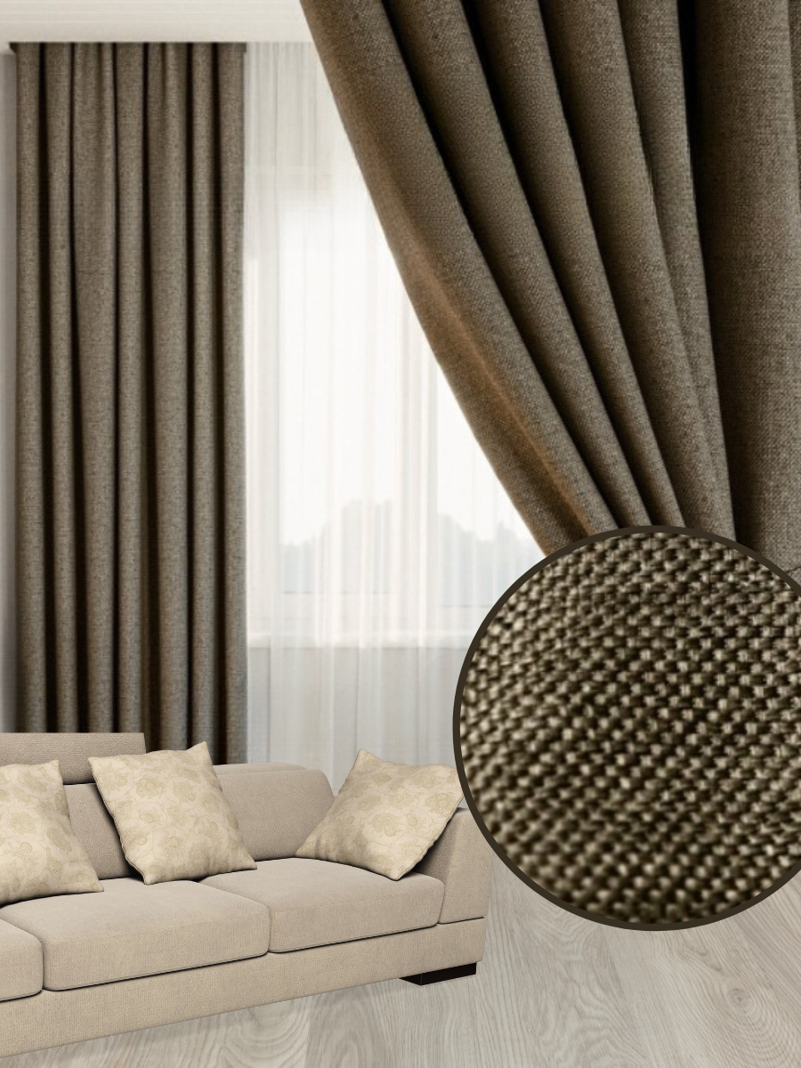 

Комплект штор MiaZZo РОГОЖКА БЛЭКАУТ 150*270 см.интерьерные классичекие 2 шт с подхватами, Шторы Рогожка Блэкаут 150*270 2 шт