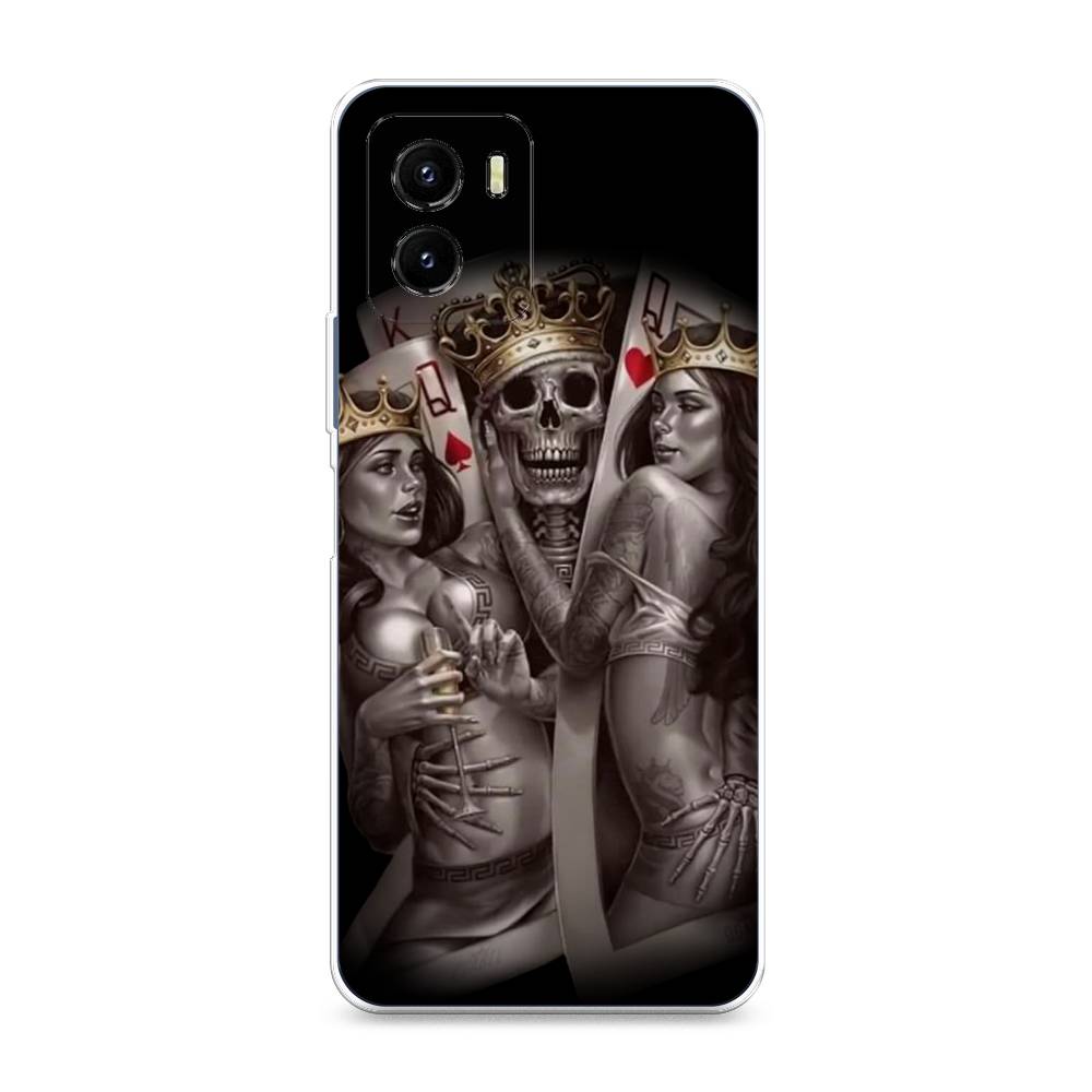 

Чехол на Vivo Y10 "Карты король и королевы", Серый;желтый, 266450-6