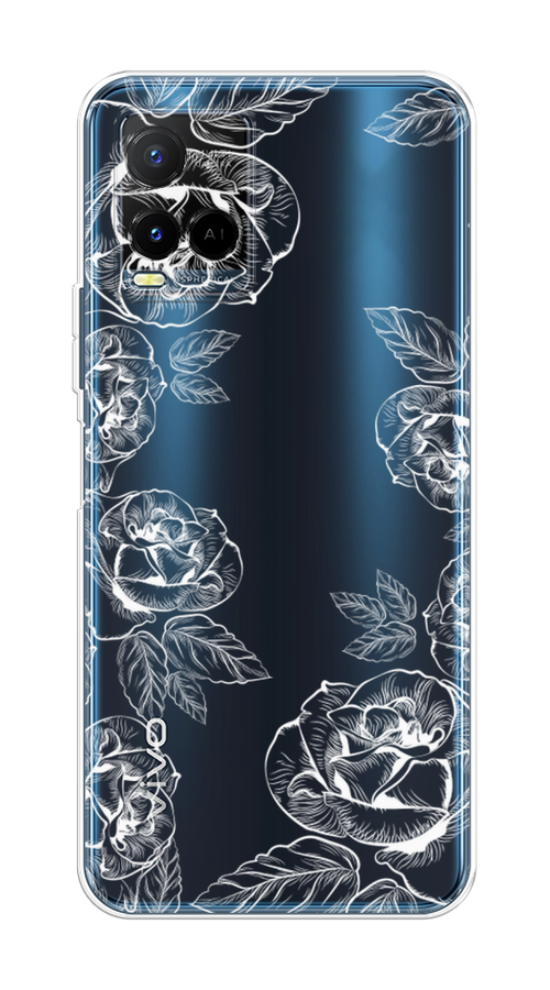 

Чехол на Vivo Y21e "Розы графика", Черный;серый, 266350-2