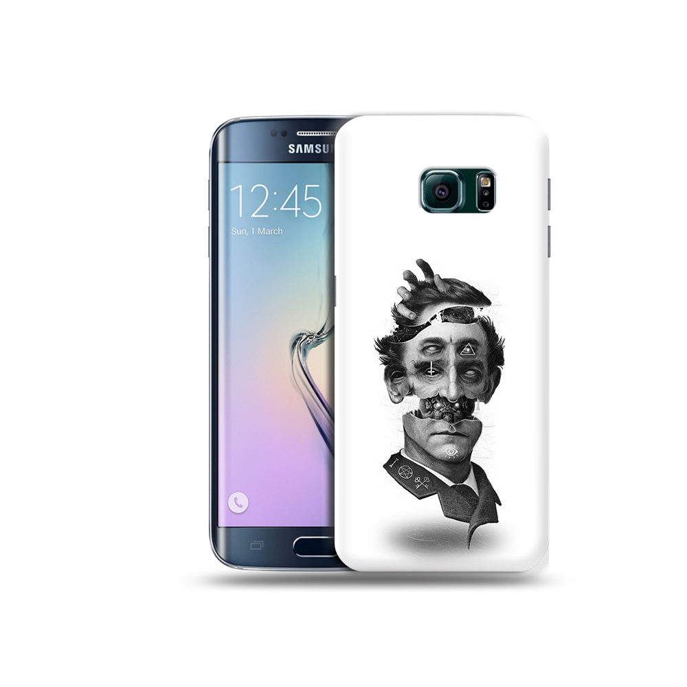 

Чехол MyPads Tocco для Samsung Galaxy S6 Edge страшное лицо абстракция, Прозрачный, Tocco
