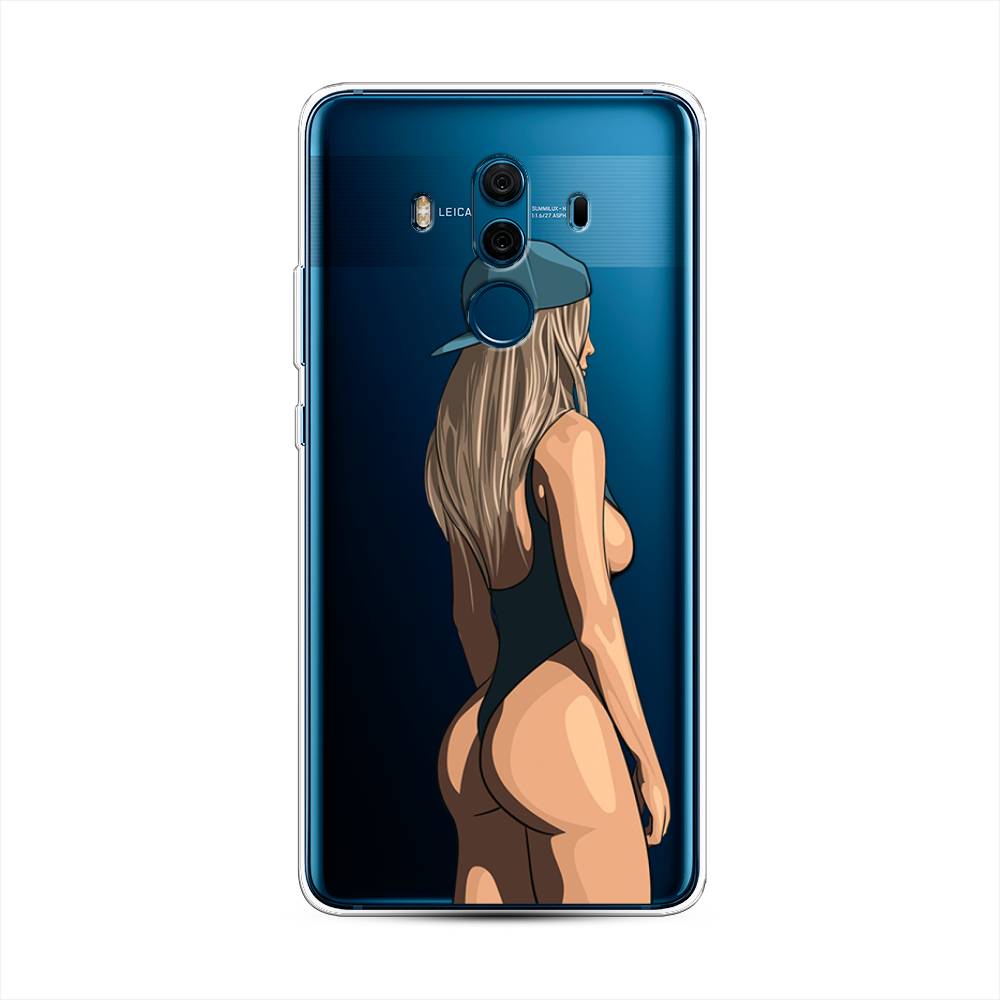 

Чехол на Huawei Mate 10 Pro "Девушка в черном купальнике", Зеленый;бежевый;черный, 63450-6