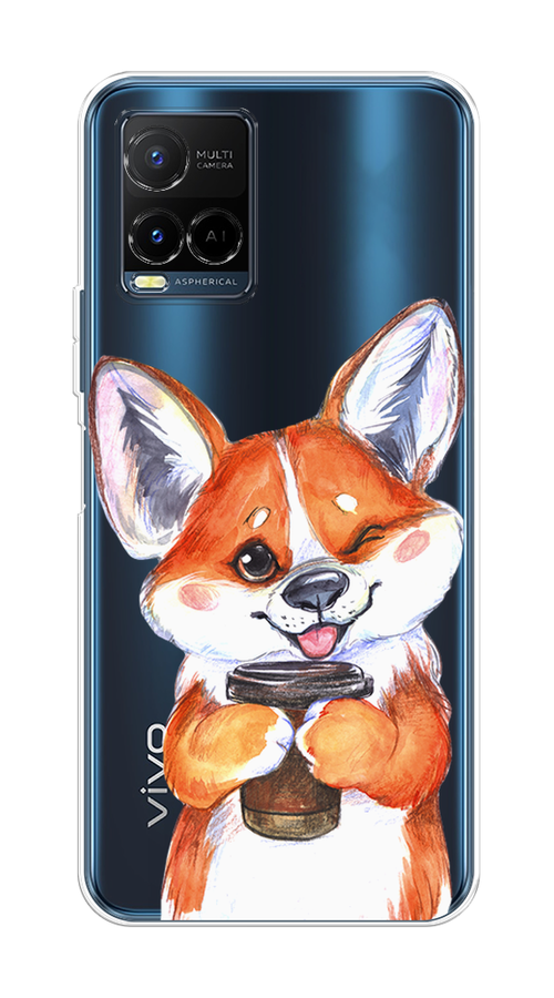 

Чехол на Vivo Y21e "Корги с кофе", Оранжевый;белый, 266350-4