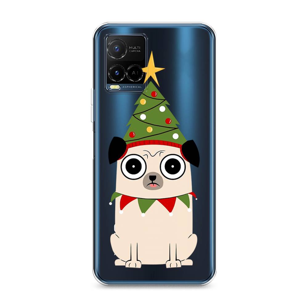

Чехол на Vivo Y21e "Собачка с ёлочкой", Бежевый;красный;зеленый, 266350-1