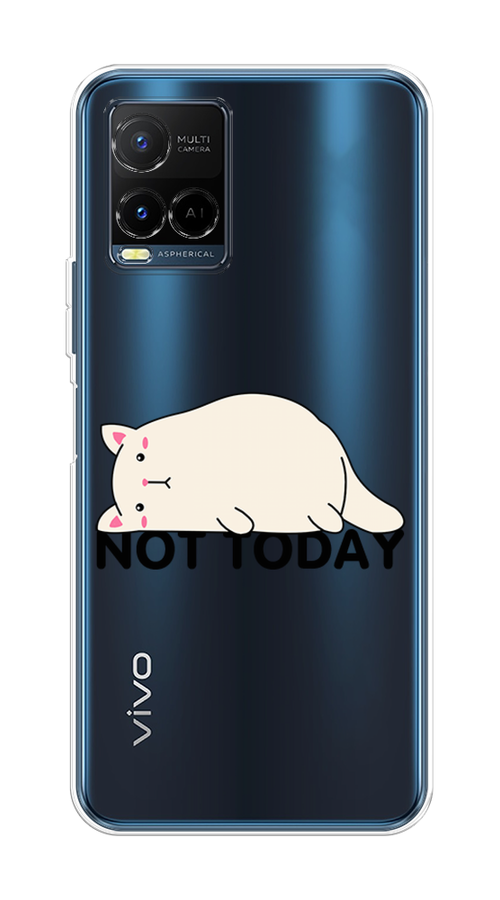 

Чехол на Vivo Y21e "Cat not today", Белый;розовый;черный, 266350-1