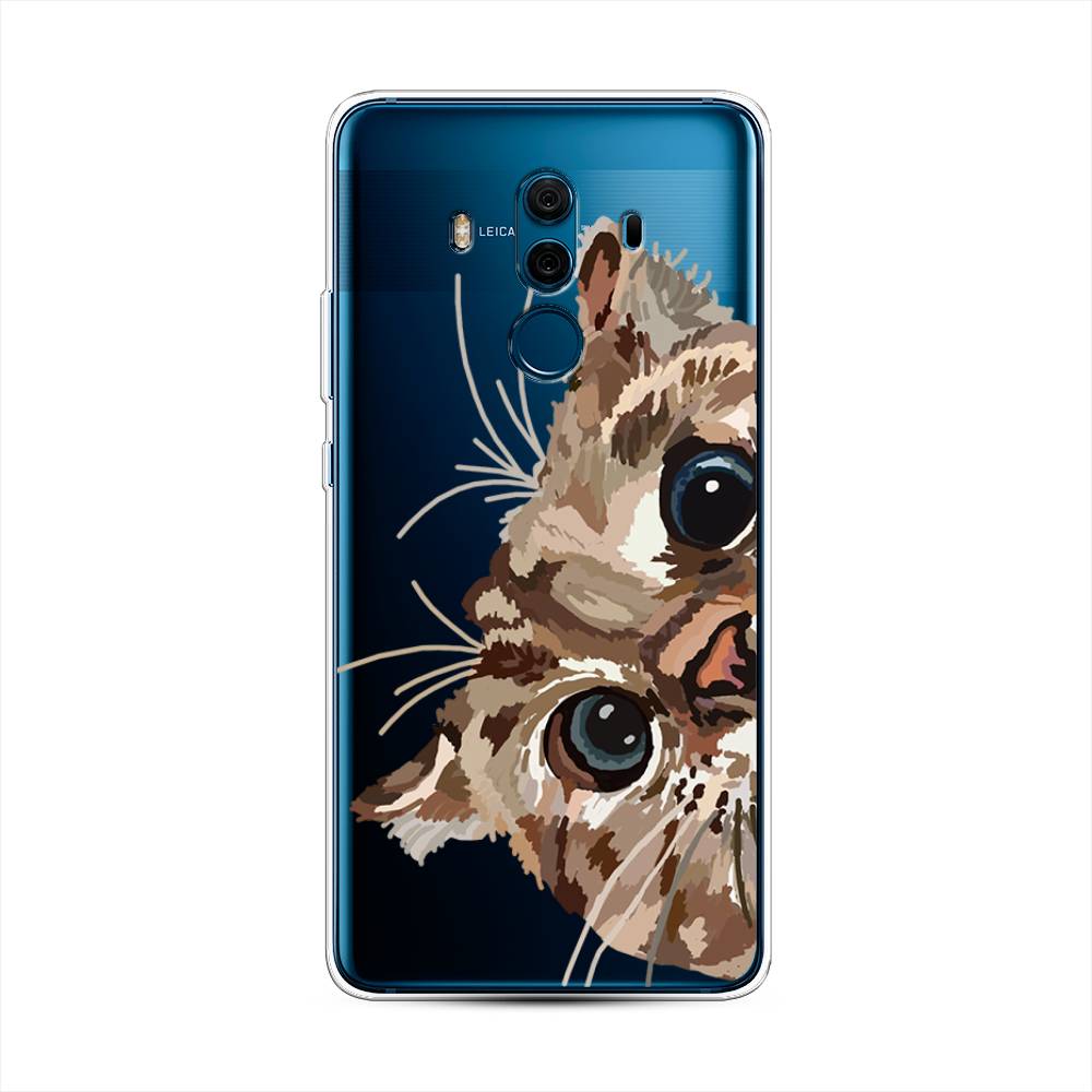 

Чехол на Huawei Mate 10 Pro "Любопытный кот", Коричневый;синий;черный, 63450-1